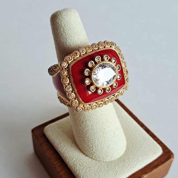 New Women's Red Resin Cubic Zirconia Ring Size 7 - Picture 5 of 13